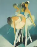 Corneliu Ionescu, Ballerinas, Oil on canvas