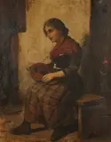 Ronay, Girl Playing Lute, Oil on canvas
