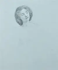 Edward Poynter, Study of a Girl'S Head (For Later Painting "Helena and Hermia", Pencil