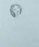 Edward Poynter, Study of a Girl'S Head (For Later Painting "Helena and Hermia", Pencil