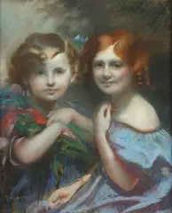 Paul-Albert Besnard, Portrait of Charley'S Children, Pastel on paper laid on canvas