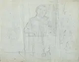 Paul Gauguin, Untitled, SELF PORTRAIT WITH WIFE AND CHILD and HOUSE WITH FIGURES: TWO SIDED, charcoal drawing circa 1848-1903