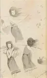 Bounxou Sananikone, Three Girls, Ink on paper