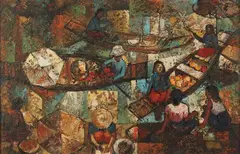 Kid. Kosalwat, Floating Market, Acrylic on board