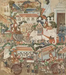 Ratanakosin School, Procession, Ink and color on cloth