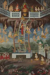 Ratanakosin School, Life of Buddha, Ink, color and gold on cloth