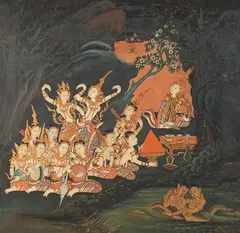 R. Hampe, Bhuridatta Jataka, Ink, color and gold on cloth