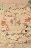 Anonymous, Figures in Landscape, Ink and color on cloth