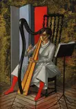 Jean-Pierre Alaux, Young Woman Playing the Harp, Oil on canvas