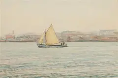 Louis Feuchter, Chesapeake Bay Crabbing Skiff, CHESAPEAKE BAY CRABBING SKIFF, watercolor