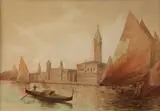 Clyde S. Adams, Gondola on the Venetian Canal, Watercolor