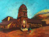Antonio Arias Fernández, Church Courtyard, Oil on canvas