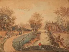 Otto Gaertner, The "C&O" Canal, DC, 1902, watercolor on board