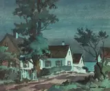 John Cuthbert Hare, Provincetown Moon Light, Watercolor