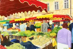 Market Day by Tom Neel, Oil on board, offered Jun 2013