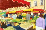 Tom Neel, Market Day, Oil on board