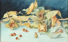 R. Colburn, STILL LIFE WITH CHINESE JAR WITH FLOWERS and CHINESE CHESTNUT BRANCH: TWO WORKS, each signed and dated 1908 lower right, Watercolor