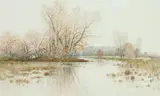 Samuel R. Chaffee, Winding Creek, Watercolor