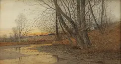 Samuel R. Chaffee, Creek at Dusk, Watercolor
