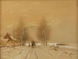 H. Hyneman, Covered Wagon in Snow, Watercolor