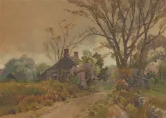 Country Home in Spring Landscape by H. Anthony Dyer, Watercolor, offered Jun 2013