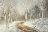 Richard G. Packer, Country Road in Snow, Oil on board