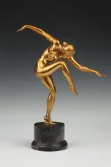 Josef Josephu, Dancer, Gilt-bronze, on black marble base; plaque inscribed "J Josephu Argentor Vienna"