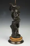 Michel Clodion, Satyr, Patinated bronze, on marble base; later modelled as a lamp