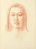 Theo Meier, Portrait of Young Woman, Red chalk on paper