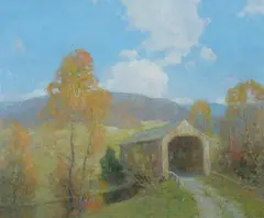 Ernest Albert, An Old Covered Bridge, Oil on canvas