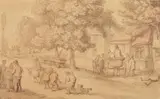 Thomas Rowlandson, Scene Outside Country Inn, Pen and ink with watercolor