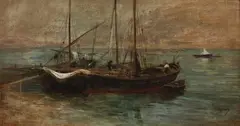 Adolphe Appian, Harbor Scene, Oil on canvas laid on panel