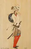 Amal Bhehrad, Portrait of Caliph Zada Haroor Al Raschid, Together with one ink and color on paper