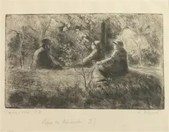 Camille Pissarro, Repos Di Dimanche Dans le Bois, Drypoint and aquatint
