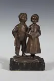 Julius Schmidt-Felling, Choir Boy and Girl, Bronze, on marble base; signed