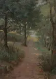 Guerrino Pierini, Path Through the Woods, Oil on board