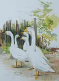 Janice Edelman, Spring Walk, Watercolor.