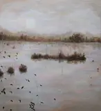 Karen Lee Swartz, Sunrise Over the Water, Oil on canvas