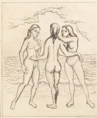 Three Female Nudes by Jesus Ortíz Tajonar, Ink on paper, sold Jul 2013