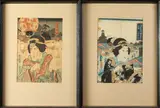 Toyokuni, Male Figures, Two woodblock prints