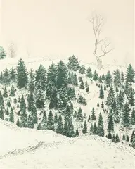 Mel Hunter, High Meadow, Color lithograph