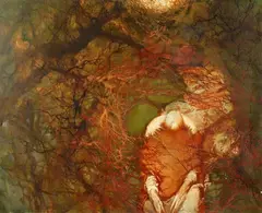 Nikolai Sazhin, Abstract Figure with Tree, Oil on canvas