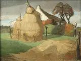 René Thys, Expressionist Farmhouse, Oil on canvas laid on board