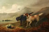 Robert Charles Dudley, Two Retrievers at Work, Oil on canvas