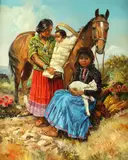 Fil Mottola, The Navajo Baby, Oil on board