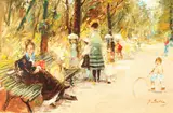 D. Belli, Sunday in the Park, Oil on canvas