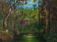 Ernesto Gualle, White Egret at Water'S Edge, Oil on canvas