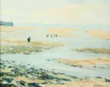 Jacques Lebourgeois, Fishing at Low Tide, Oil on canvas