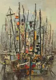 Luc Verger, Harbor, Oil on canvas
