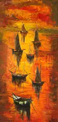 Luc Verger, Boats at Dusk, Oil on canvas
